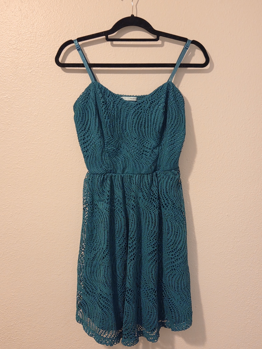 Maurices Teal Crochet Mini Dress